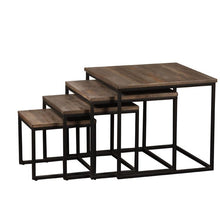 Charger l&#39;image dans la galerie, S/4 tables d&#39;appoint gigognes teck recyclé
