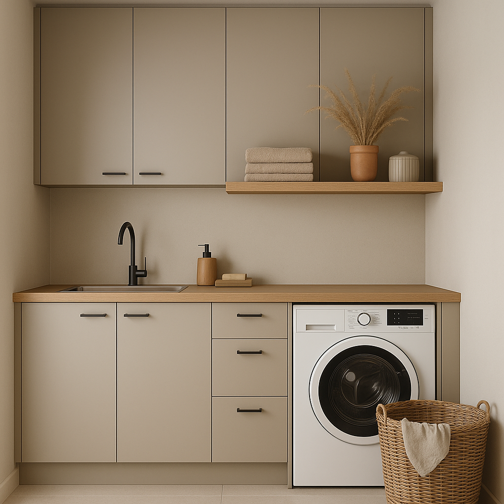 Buanderie esthétique et décorée avec sobriété
