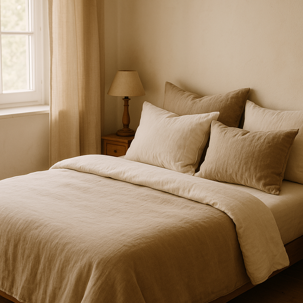 Linge de maison : comment bien le choisir pour un intérieur chaleureux ? 2 Chambre chaleureuse avec linge de lit en lin et coton