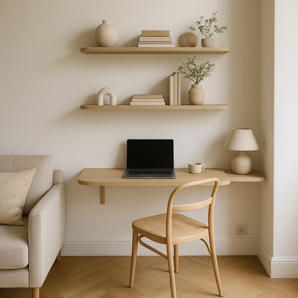 Coin bureau compact et esthétique dans un petit salon