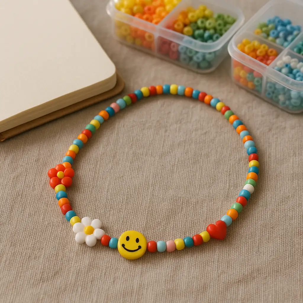 Collier fait maison avec perles de rocaille