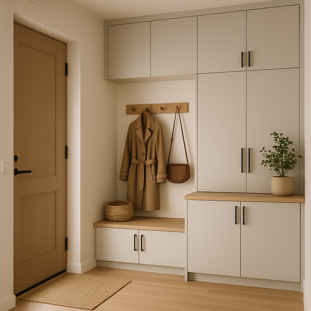 Pourquoi votre intérieur semble encombré même lorsqu’il est rangé ? 4 Entrée rangée et visuellement apaisée