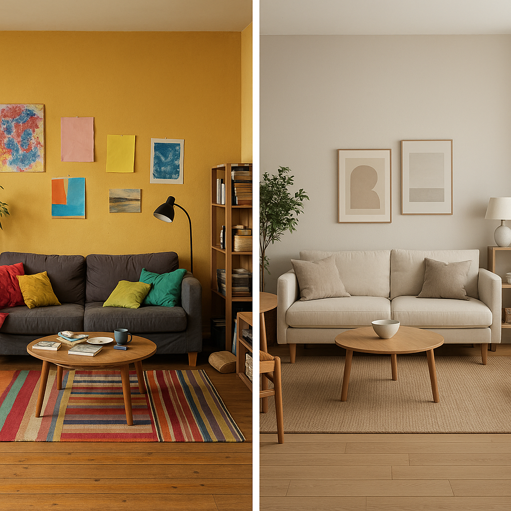 Exemple de décoration intérieure harmonieuse après correction des erreurs de style et de couleurs
