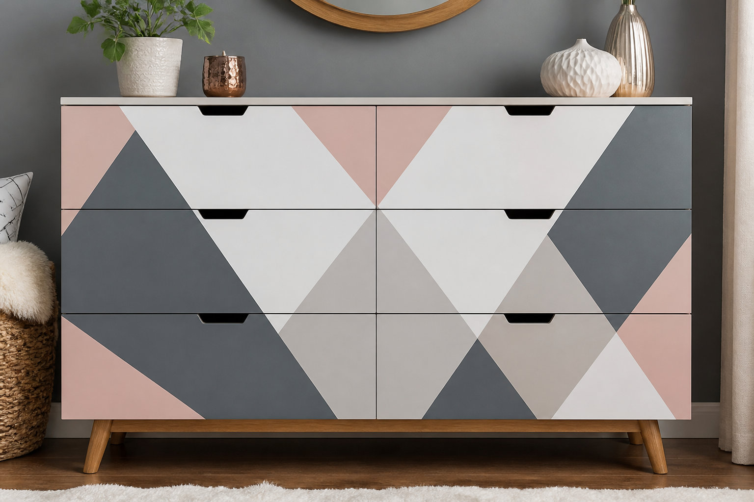 Customiser une commode : 5 idées DIY pour un look design 2 Peindre des motifs géométriques pour un style arty