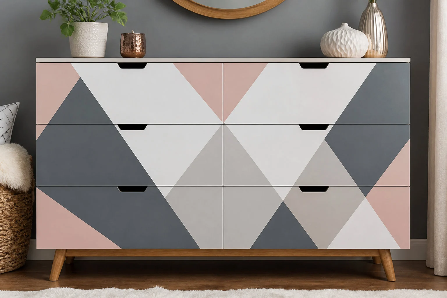 Customiser une commode : 5 idées DIY pour un look design 2 Peindre des motifs géométriques pour un style arty