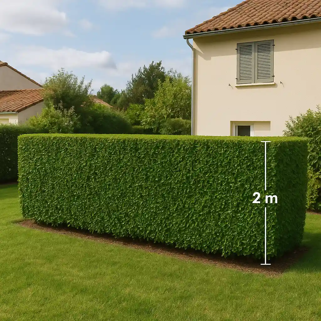 Haie taillée en limite de propriété dans un jardin français