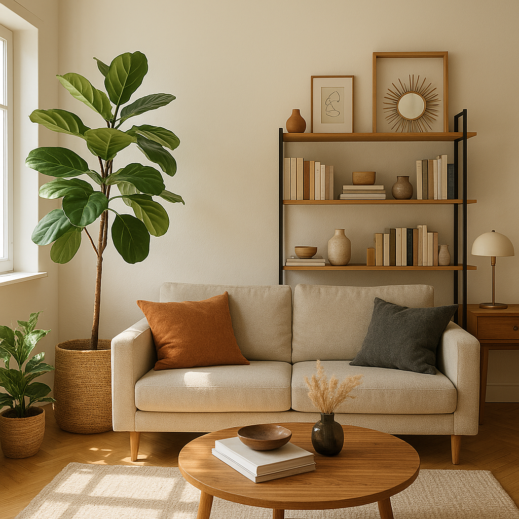 Intérieur plus vivant grâce aux plantes, aux accessoires et à la lumière