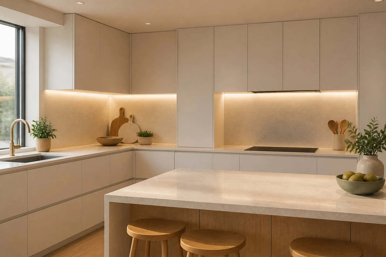 Aménager une petite cuisine de 5m2 : astuces gain de place 4 Jouer sur les matériaux pour agrandir visuellement la pièce