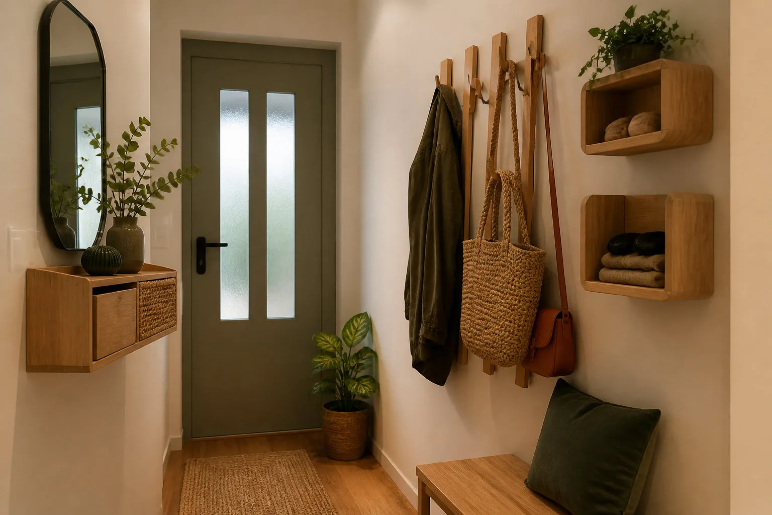 Rangement malin : optimiser un studio de 20m2 avec style 5 Organisation de l'entrée et solutions de décoration sans perçage
