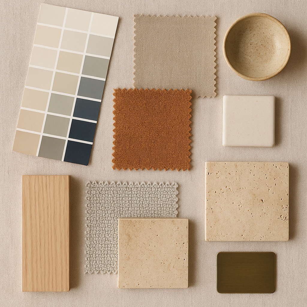 Moodboard pour associer couleurs, matières et mobilier dans une harmonie décoration intérieure