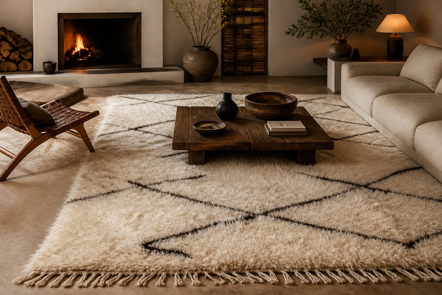 Tapis berbère dans le salon : avis sur la qualité et l'entretien 3 Laine naturelle ou fibres synthétiques : le verdict sur la résistance