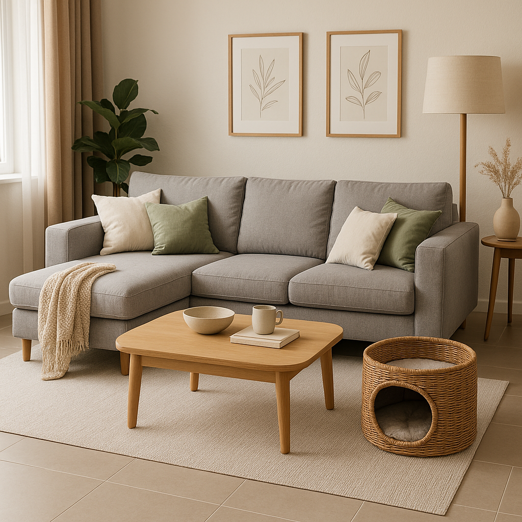 Salon déco et facile à entretenir dans une maison avec animaux