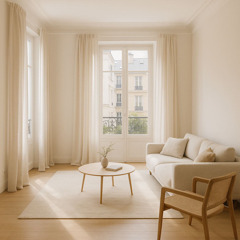 Salon lumineux avec mobilier bas pour une maison plus grande visuellement