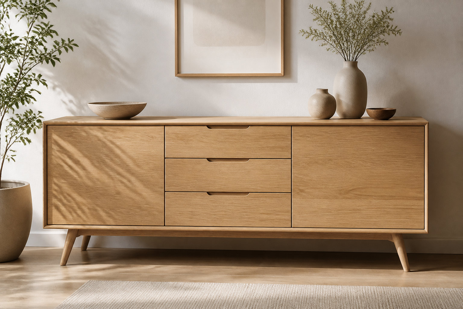 Buffet en bois massif : les plus beaux modèles modernes 4 Les lignes scandinaves : la clarté du chêne massif